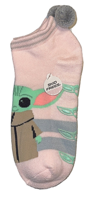 DISNEY Ladies BABY YODA GRIPPER BOTTOM POM POM SOCKS - Novelty Socks for Less