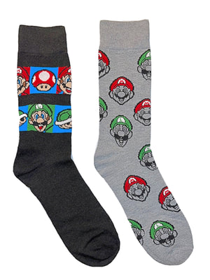 SUPER MARIO Men’s 2 Pair Of Socks With LUIGI & TOAD - Novelty Socks for Less
