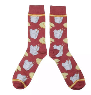 BIOWORLD BRAND Men’s CHINESE FOOD TAKEOUT & FORTUNE COOKIES Socks - Novelty Socks for Less