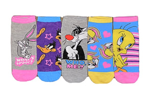 LOONEY TUNES Ladies 5 Pair Of Low Show Socks ‘WHAT’S UP DOC?’ - Novelty Socks for Less
