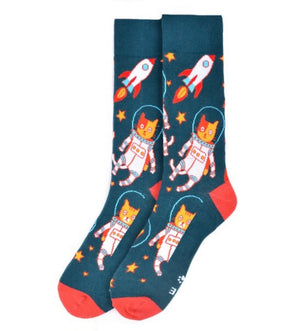 PARQUET BRAND Men’s SPACE CATS Socks - Novelty Socks for Less