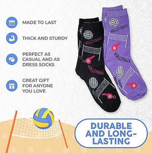 FOOZYS BRAND Ladies 2 Pair VOLLEYBALL Socks - Novelty Socks for Less