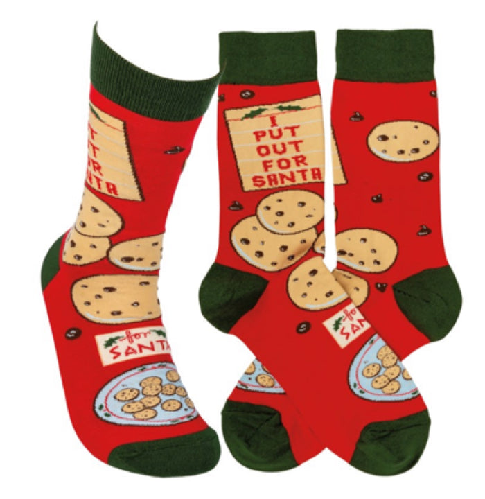 PRIMITIVES BY KATHY Unisex CHRISTMAS COOKIES Socks ‘I PUT OUT FOR SANTA’