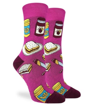 GOOD LUCK SOCK Brand Ladies PEANUT BUTTER & JELLY Socks - Novelty Socks for Less
