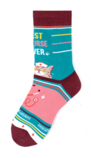 PARQUET Brand Ladies ‘BEST NURSE EVER’ With CAT ‘HEALTHCARE HERO’ - Novelty Socks for Less