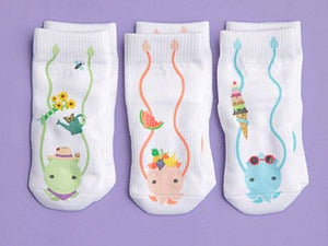 SQUID SOCKS Brand Unisex INFANT/TODDLER 3 Pair Of STAY ON Socks ‘CARMEN COLLECTION’ - Novelty Socks for Less