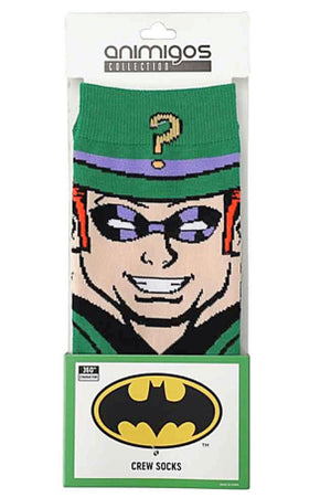 DC COMICS BATMAN Men’s THE RIDDLER 360 Crew Socks BIOWORLD Brand TMAN - Novelty Socks for Less