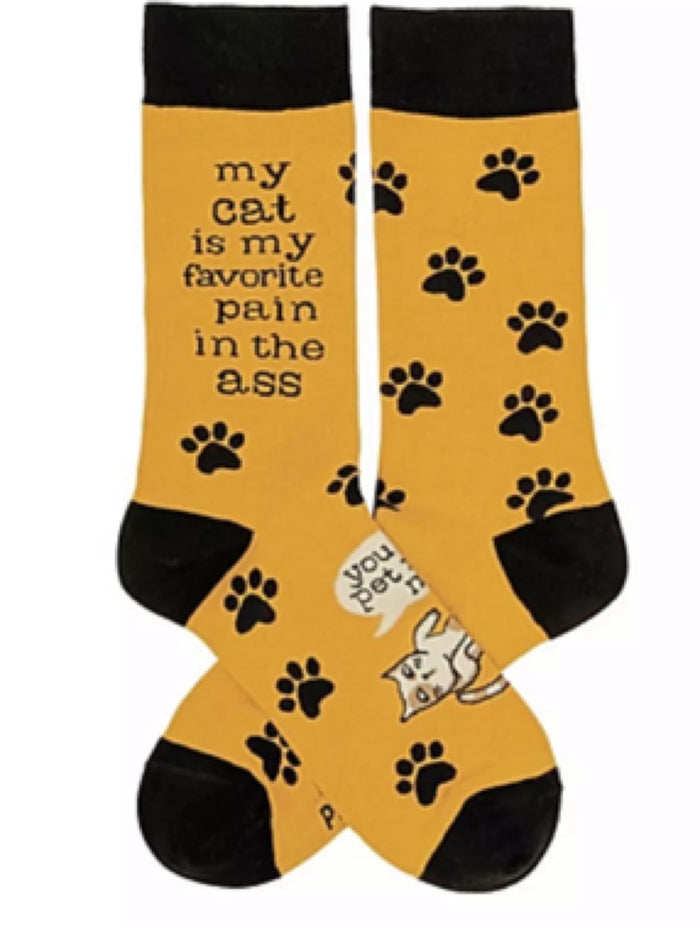 PRIMITIVES BY KATHY Unisex Socks ‘MY CAT IS MY FAVORITE PAIN IN THE ASS’