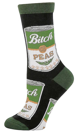 OOOH YEAH Brand Ladies CAN OF PEAS Socks ‘BITCH PEAS’ - Novelty Socks for Less