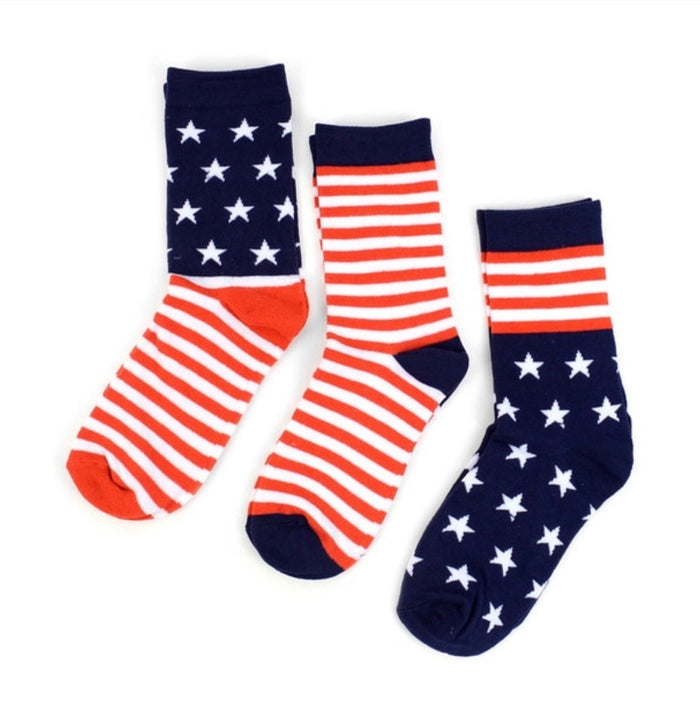 PARQUET Brand Ladies 3 Pair AMERICAN FLAG Socks