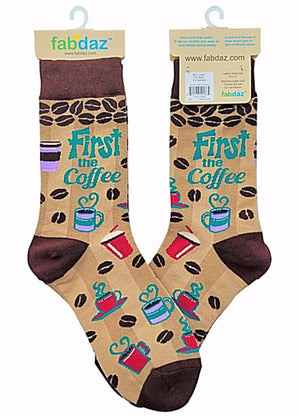 FABDAZ Brand Ladies FIRST THE COFFEE THEN THE THINGS Socks - Novelty Socks for Less