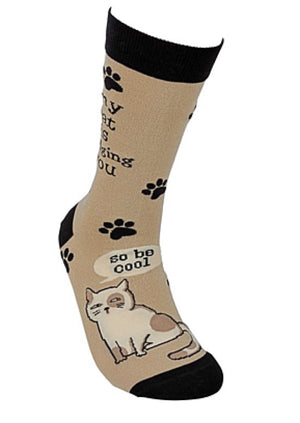 PRIMITIVES BY KATHY Unisex Socks ‘MY CAT IS JUDGING YOU SO BE COOL’ - Novelty Socks for Less