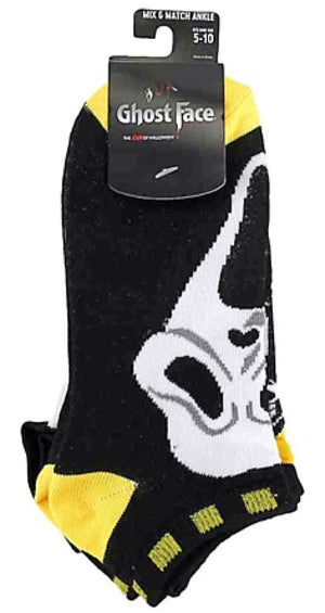 GHOSTFACE LADIES 5 PAIR OF ANKLE SOCKS BIOWORLD BRAND - Novelty Socks for Less