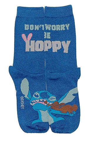 DISNEY LILO & STITCH Ladies EASTER 3 Pair Of Socks ‘DON’T WORRY BE HOPPY’ - Novelty Socks for Less
