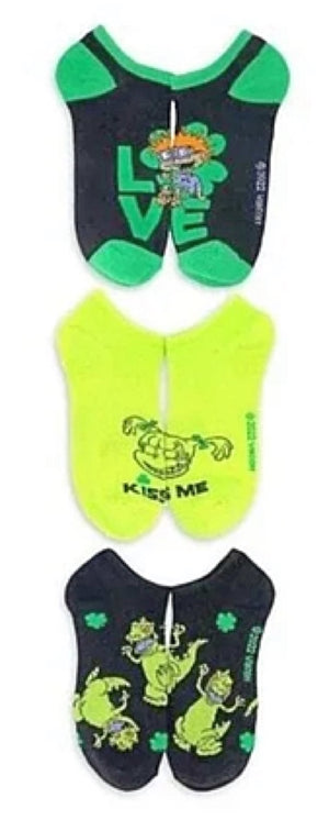 RUGRATS Ladies ST. PATRICKS DAY 3 Pair Of No Show Socks ANGELICA, REPTAR - Novelty Socks for Less