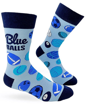 FABDAZ BRAND MEN’S BLUE BALLS SOCKS Footballs, Soccer Balls, Basketballs - Novelty Socks for Less