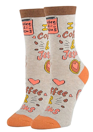 OOOH YEAH Brand Ladies ‘I LOVE COFFEE & JESUS’ Socks - Novelty Socks for Less