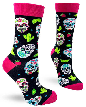 FABDAZ Brand Ladies SUGAR SKULL Socks ‘DAY OF THE DEAD’ - Novelty Socks for Less