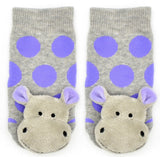 BOOGIE TOES Unisex Baby HIPPO RATTLE GRIPPER BOTTOM SOCKS By PIERO LIVENTI - Novelty Socks for Less