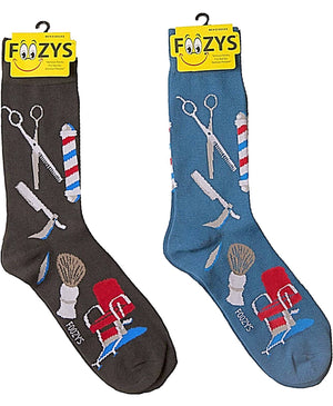 FOOZYS Men’s 2 Pair BARBER SHOP/HAIR SYLIST Socks - Novelty Socks for Less