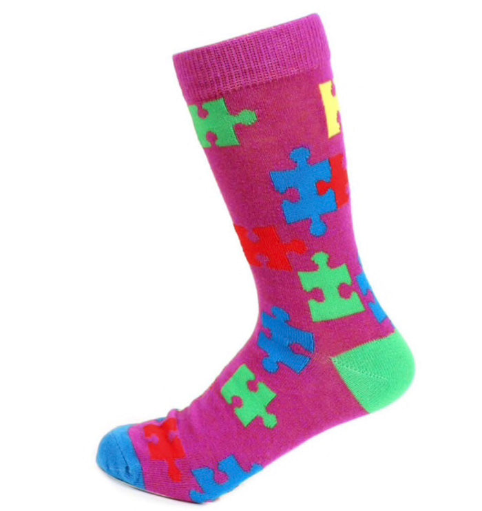 Parquet Brand Ladies AUTISM Socks Colorful Puzzle Pieces