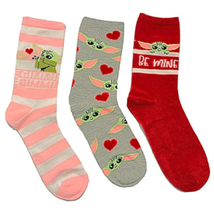 STAR WARS Ladies VALENTINE’S DAY 3 Pair Of BABY YODA Socks - Novelty Socks for Less