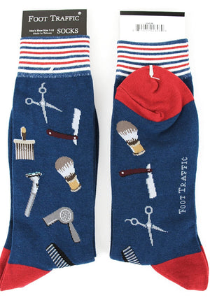 FOOT TRAFFIC Brand Mens BARBER SHOP Socks - Novelty Socks for Less