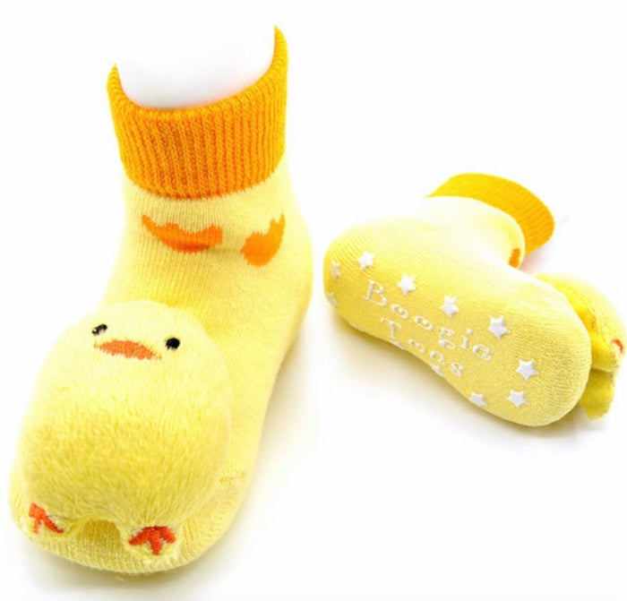 BOOGIE TOES Unisex Baby BABY CHICK RATTLE GRIPPER BOTTOM SOCKS By PIERO LIVENTI