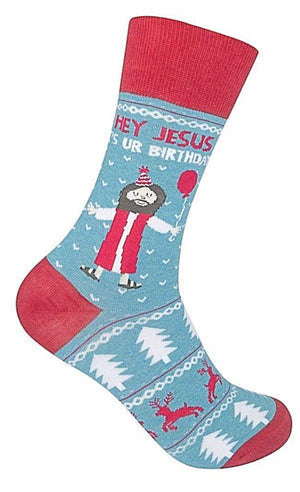 FUNATIC Brand UNISEX ‘HEY JESUS IT’S UR BIRTHDAY Socks’ - Novelty Socks for Less