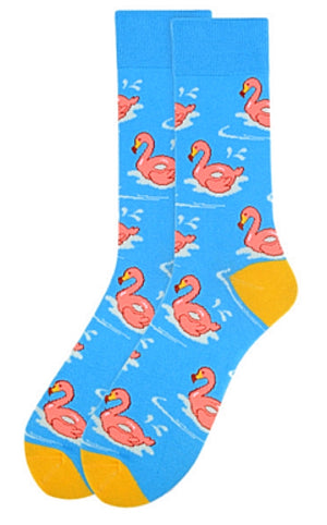 Parquet Brand Men’s GIANT PINK FLAMINGO RAFTS Socks - Novelty Socks for Less