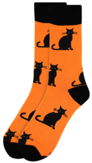 PARQUET BRAND Men’s HALLOWEEN BLACK CATS Socks - Novelty Socks for Less