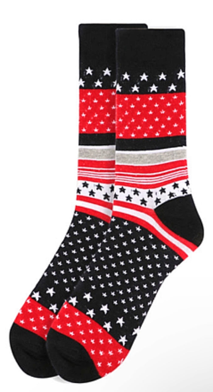 PARQUET BRAND MEN’S PATRIOTIC SOCKS RED, WHITE & BLUE