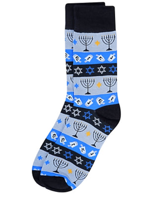 Parquet Brand Hanukkah Men’s Socks DREIDEL, MENORAH - Novelty Socks for Less