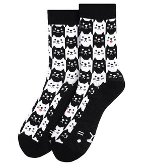 PARQUET Ladies BLACK & WHITE CAT Socks - Novelty Socks for Less