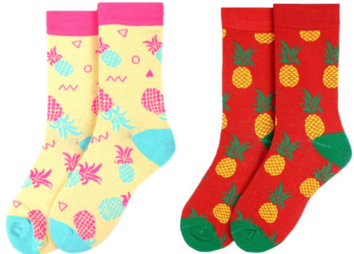 PARQUET BRAND Ladies PINEAPPLE Socks (CHOOSE COLOR RED OR YELLOW)