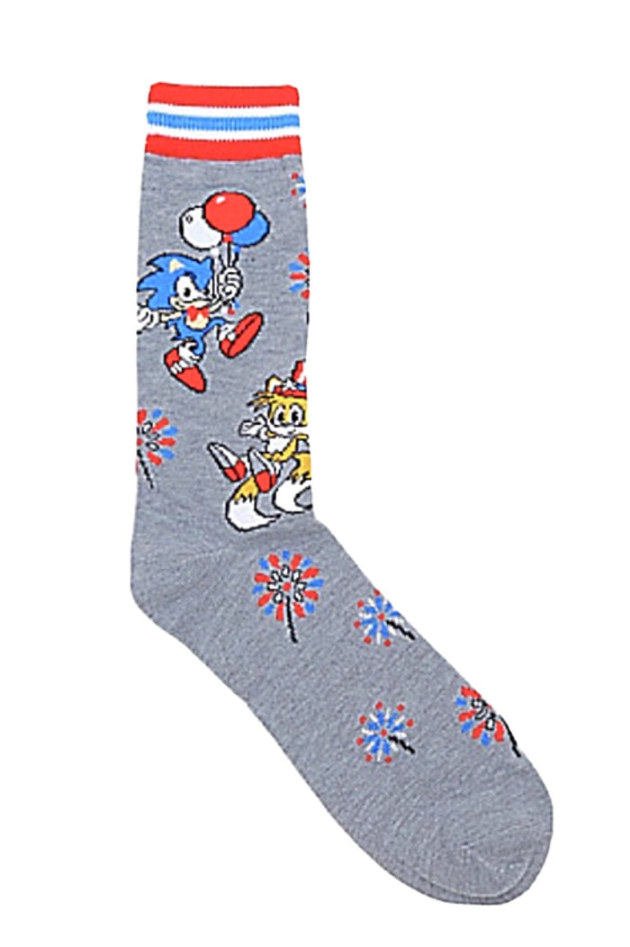 SONIC THE HEDGEHOG Men’s PATRIOTIC Socks With TAILS JULY 4TH