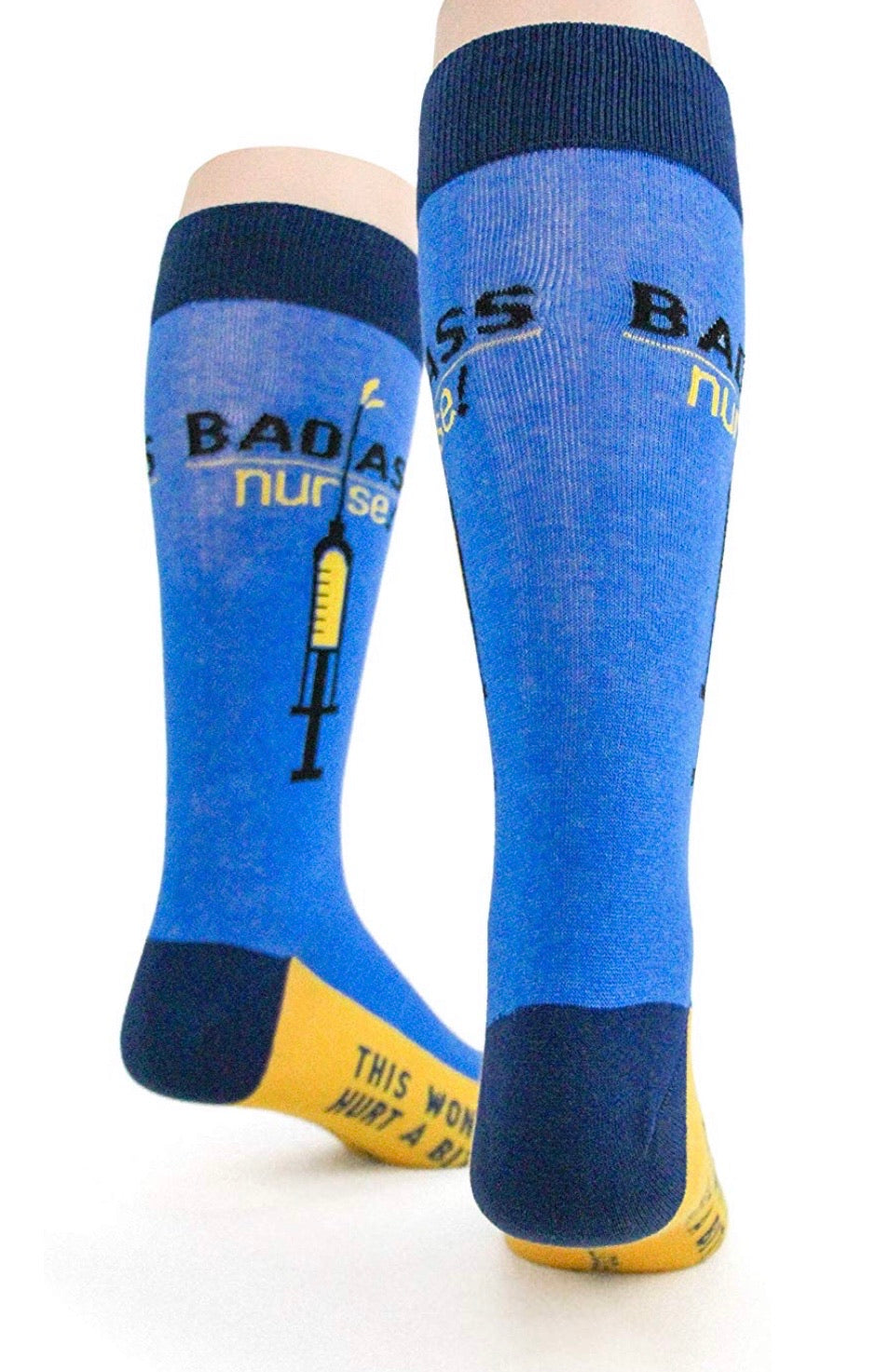 FOOT TRAFFIC Brand Men's MEDICAL HEALTHCARE Socks 'BAD ASS NURSE
