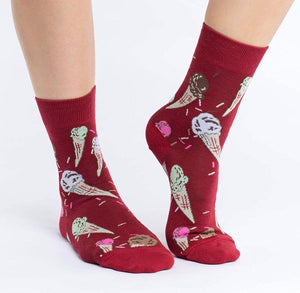 GOOD LUCK SOCK Ladies ICE CREAM CONES - Novelty Socks for Less