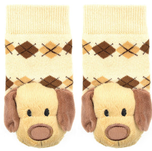 BOOGIE TOES Unisex Baby DOG RATTLE GRIPPER BOTTOM SOCKS By PIERO LIVENTI - Novelty Socks for Less