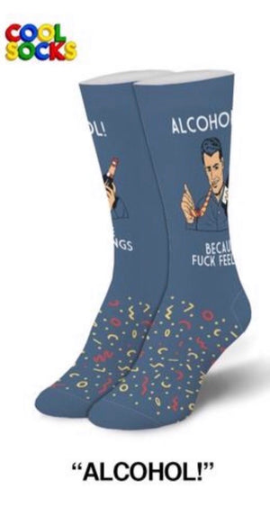 COOL SOCKS Ladies ALCOHOL BECAUSE F* CK FEELINGS - Novelty Socks for Less