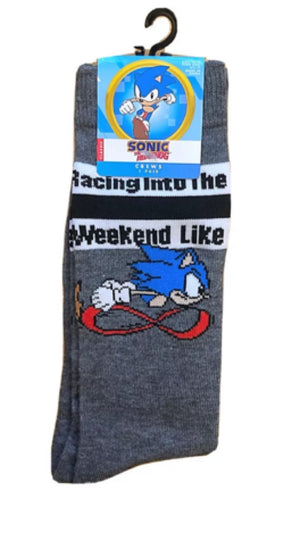 SONIC THE HEDGEHOG Men’s ‘RACING INTO THE WEEKEND LIKE’ - Novelty Socks for Less