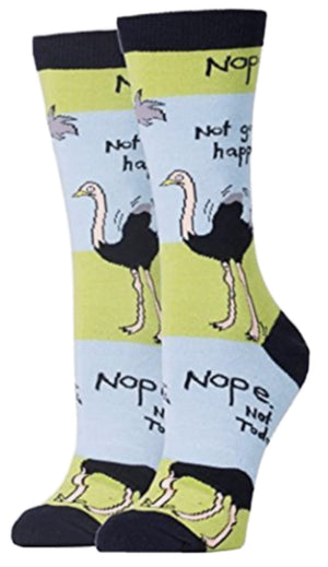 OOOH GEEZ LADIES OSTRICH Socks 'NOT GONNA HAPPEN' 'NOPE NOT TODAY' - Novelty Socks for Less
