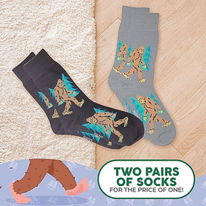 FOOZYS Men’s 2 Pair BIGFOOT SASQUATCH Socks - Novelty Socks for Less