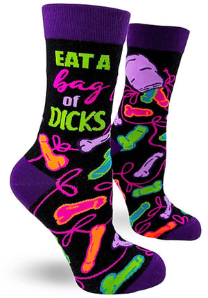 FABDAZ BRAND LADIES ‘EAT A BAG OF DICKS’ SOCKS - Novelty Socks for Less