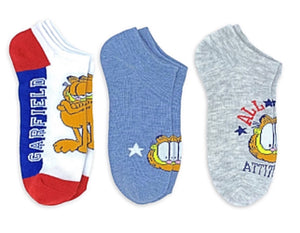 GARFIELD LADIES 3 PAIR OF PATRIOTIC NO SHOW SOCKS - Novelty Socks for Less