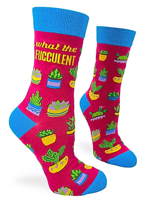 FABDAZ Brand Ladies PLANTS Socks Says ‘WHAT THE FUCCULENT’ - Novelty Socks for Less