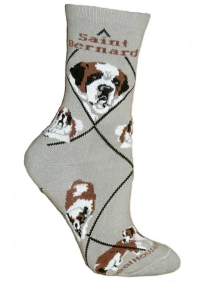 WHEEL HOUSE DESIGNS Brand Men’s SAINT BERNARD Dog Socks