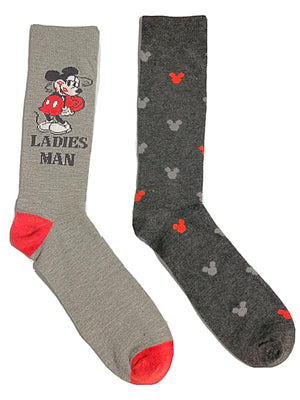 DISNEY Men’s 2 Pair MICKEY MOUSE VALENTINES SOCKS ‘LADIES MAN’ - Novelty Socks for Less