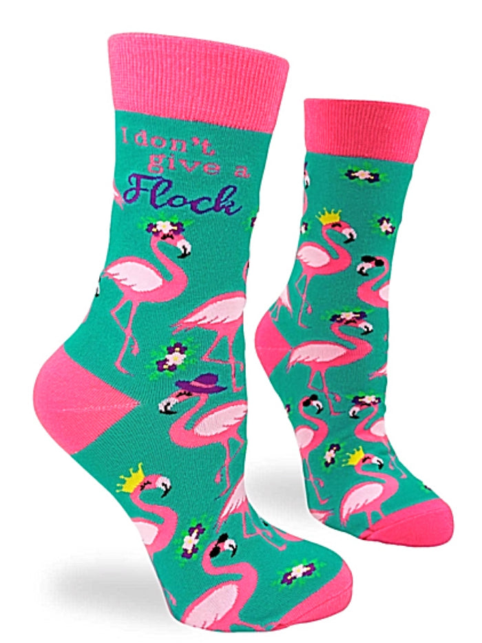 FABDAZ Brand Ladies PINK FLAMINGOS Socks ‘I DON’T GIVE A FLOCK’