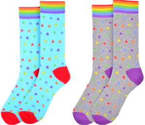 PARQUET BRAND Men's RAINBOW STARS Socks (CHOOSE COLOR GRAY OR BLUE) - Novelty Socks for Less